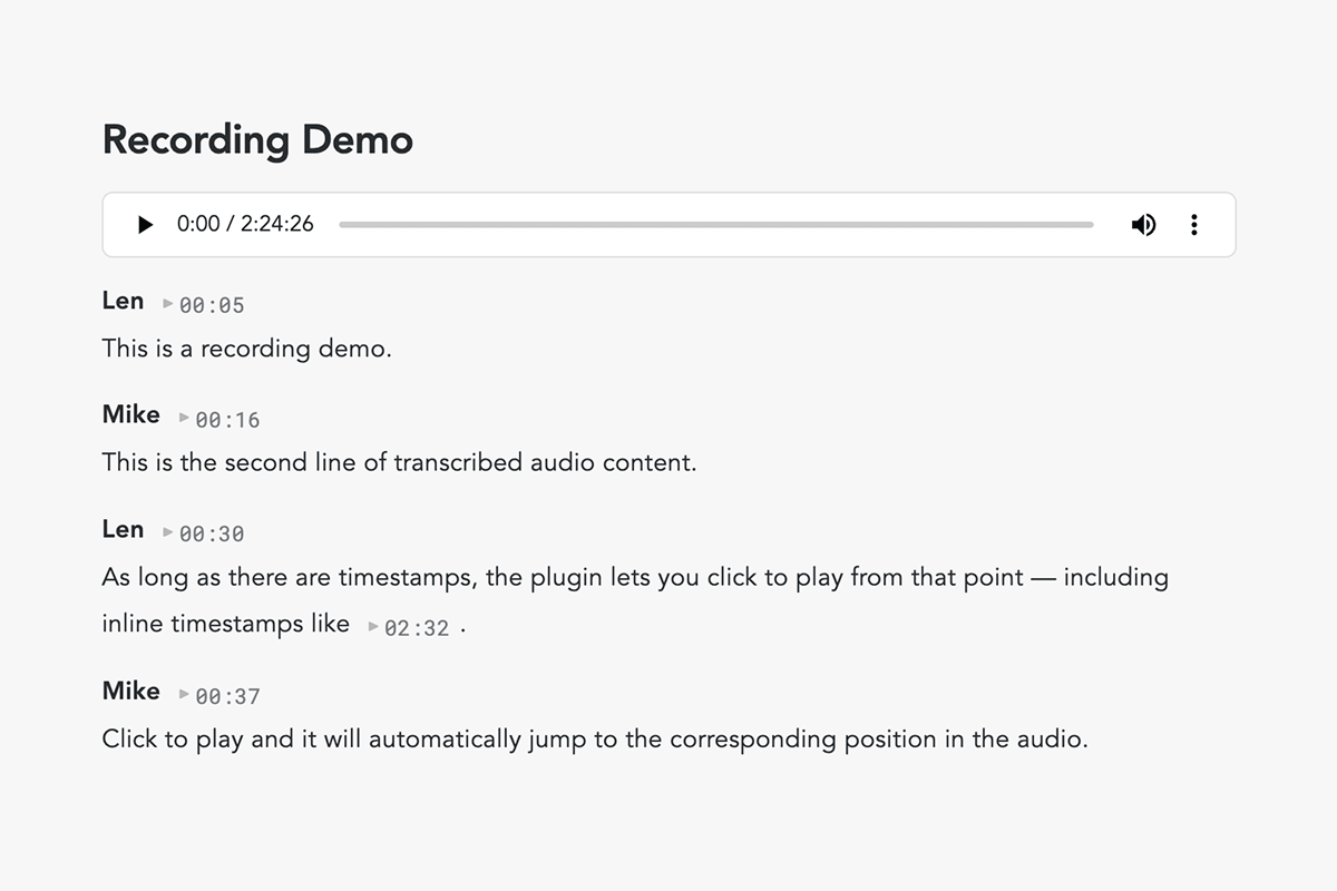 Obsidian Timestamp Player